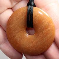 Aventurin (Donut) | Halskette mit Band --- Stein-Größe: 45 mm Bild 7