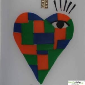 Kommunionkerze Taufkerze „Weites Herz – offene Augen“: Kunstvolles Mosaik aus handgefertigten Echtwachskacheln mit Regen Bild 4