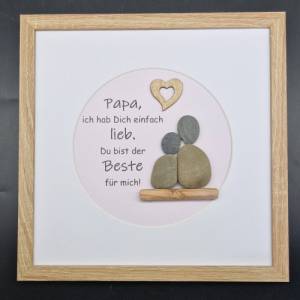 Liebevoll handgefertigtes Steinbild für den lieben Papa zum Vatertag Bild 4