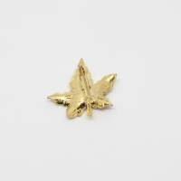 Winzige Brosche Goldfarbe Ahornblatt Pflanzen Motiv Puderrosa Glasiert Vintage 80er Jahre Geschenk Frau Bild 4