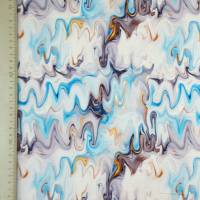 ♕ blau-grau-gold Jersey  Marble Waves Wellen  50 x 150 cm Nähen Elastisch ♕ Bild 3