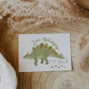 Dino Geburtstagskarte für Kinder - Dinosaurier Postkarte zum Geburtstag - Dino Party Stegosaurus Karte - Dino Bild 5