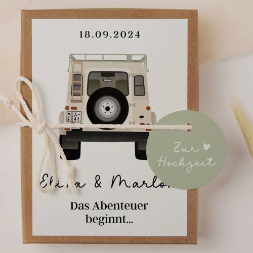 Geschenkschachtel Hochzeit Camper Van - Geldgeschenk Hochzeit Island Reise - Schachtel Hochzeit Abenteuer - Hochzeitsges