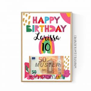 Geschenk für Tochter zum 10.Geburtstag | Geldgeschenk | Poster personalisierbar mit Namen Bild 1