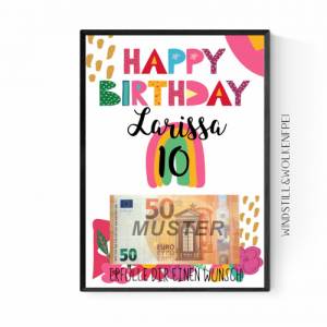 Geschenk für Tochter zum 10.Geburtstag | Geldgeschenk | Poster personalisierbar mit Namen Bild 3
