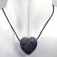 Lapislazuli (Herz) | Halskette mit Band oder Silber 925 --- Stein-Größe: 30 x 30 mm Bild 2