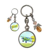 Metall Schlüsselanhänger mit Name und Flugzeug Motiv | abnehmbarer Schutzengel in 3 Farben zur Auswahl Bild 7
