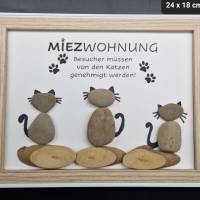 Steinbild für Katzen Liebhaber - Miezwohnung mit 3 Katzen Bild 1