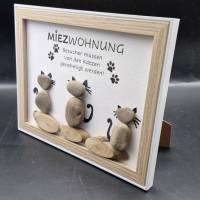 Steinbild für Katzen Liebhaber - Miezwohnung mit 3 Katzen Bild 2