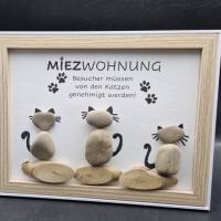 Steinbild für Katzen Liebhaber - Miezwohnung mit 3 Katzen Bild 3