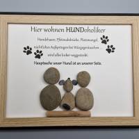 Steinbild für Hunde Liebhaber - Hundoholic mit zwei Personen Bild 1