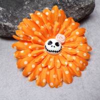 Skull Jack Haarspange Haarklammer polka dots  Stoff Rose  Blume orange Bild 3