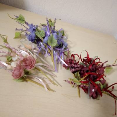 Geschenkaufleger, Blumenstrauß zum basteln , dekorieren - Tischdeko oder Geschenken rosa, lila ,lavendel, weinrot 13 cm