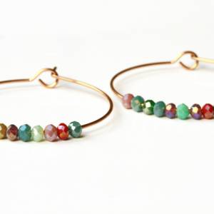 Creolen rosegold Perlen Edelstahl ein handgefertigtes Ohrringpaar mit Perlen als minimalistisches Geschenk für Sie Bild 5