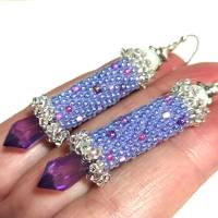 Ohrringe lila violett Glasperlen handgestickt handgemacht Bild 6
