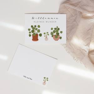 Postkarte Baby Geburt "Willkommen kleines Wunder" - Pilea Pflanze - Pflanze mit Ableger Geburtskarte Geschenk Bild 8