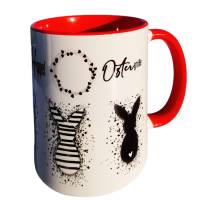 Happy Hoppel Osterhase auf Tasse für Kaffee oder Tee ein originelles Geschenk Bild 1