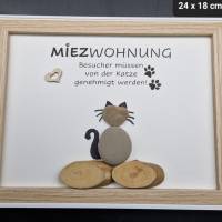 Steinbild für Katzen Liebhaber - Miezwohnung mit 1 Katze Bild 1