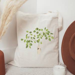 Stofftasche Eukalyptus Blumenstrauß Jutebeutel - Bibliothekstasche Pflanzen - Geschenk Zweige Geschenkidee Branches - Ju Bild 3