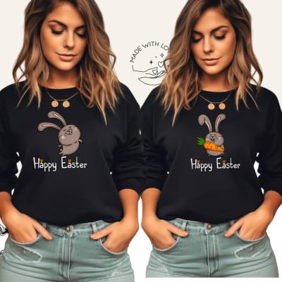 Damen Sweatshirt Damen Pulllover mit Print ,,Happy Easter''