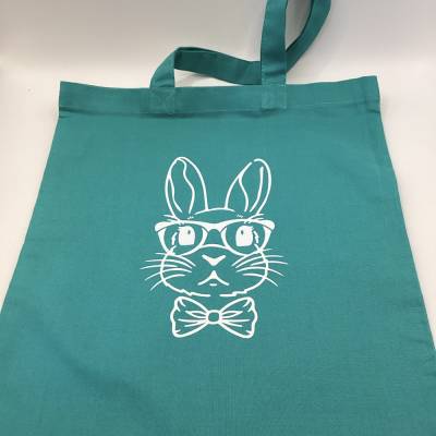 Stoffbeutel, klein, mit Plotter Motiv Hase mit Brille