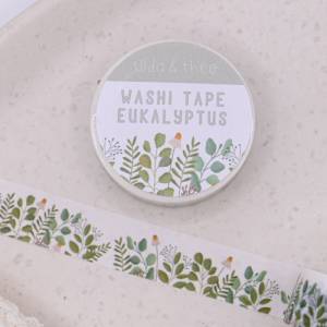 Washi Tape Eukalyptus Zweige Klebeband Blumen / Blüten - Wiese Washi Tape - Masking Tape Bullet Journal Flower Branch Bild 1