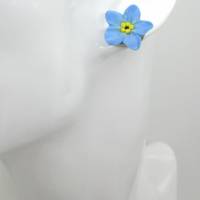 Kleine Ohrstecker, Vergissmeinnicht Ohrringe Polymer Clay, Polymer Clay, Blumen Ohrstecker, blaue Blumen Ohrringe Bild 2