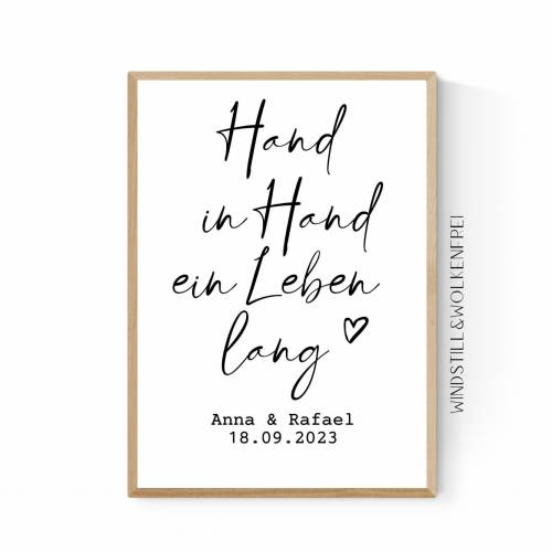 Geschenk zur Hochzeit | Geschenk für Brautpaar | Hochzeitsgeschenk mit Namen und Datum personalisiert | Poster |