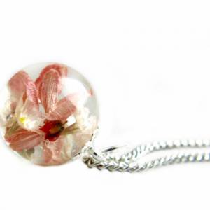 SterlingSilber Blüten Kette 925 Blütenschmuck mit Blumen in Gießharz Halskette als Geschenk Bild 3