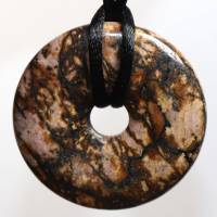 Rhodonit (Donut) | Halskette mit Band --- Stein-Größe: 40 mm Bild 4
