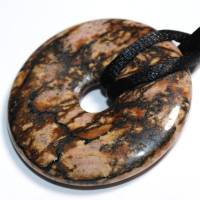 Rhodonit (Donut) | Halskette mit Band --- Stein-Größe: 40 mm Bild 5