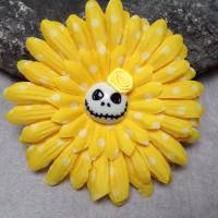Skull Jack Haarspange Haarklammer polka dots  Stoff Rose  Blume gelb Bild 1