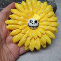 Skull Jack Haarspange Haarklammer polka dots  Stoff Rose  Blume gelb Bild 2