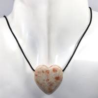 Sonnenstein (Herz) | Halskette mit Band oder Silber 925 --- Stein-Größe: 29 x 30 mm Bild 2