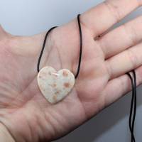 Sonnenstein (Herz) | Halskette mit Band oder Silber 925 --- Stein-Größe: 29 x 30 mm Bild 8