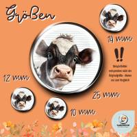 Cabochon Vorlagen - Niedliche Kühe Tiere - 10 mm, 12 mm, 14 mm und 25 mm rund Bild 2