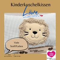 Löwenkissen - Löwengesicht Löwe Loewe Lion Leo Leon Kuschelkissen - mit gesticktem Wunschnamen - Namenskissen Bild 1