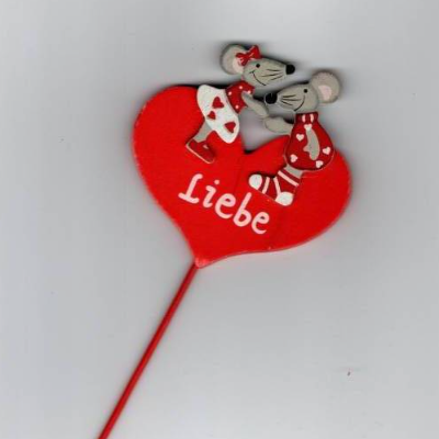 Stecker Geschenkidee Valentinstag - Herz  Liebe -  Mäuse für den  Blumenstrauß zum basteln , dekorieren