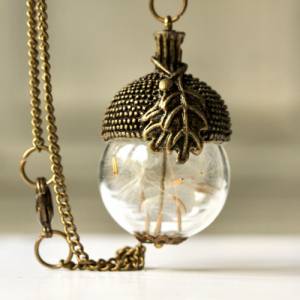 Eichel Kette Pusteblume mit Antik Silber oder Bronze Eichelhut im Vintage bzw Retro Style als außergewöhnliches Geschenk Bild 5