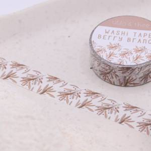 Washi Tape Zweige Klebeband Blumen / Blüten - Wiese Washi Tape - Masking Tape Bullet Journal Flower Berry Branch beige Bild 5