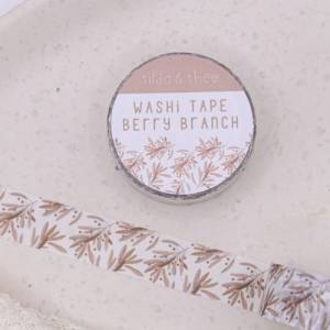 Washi Tape Zweige Klebeband Blumen / Blüten - Wiese Washi Tape - Masking Tape Bullet Journal Flower Berry Branch beige Bild 8