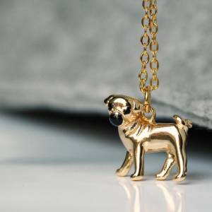Kette Hund Mops Sterlingsilber vergoldeter Tierschmuck als Geschenk für sie Hundeschmuck Bulldogge Bild 3