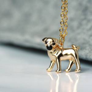 Kette Hund Mops Sterlingsilber vergoldeter Tierschmuck als Geschenk für sie Hundeschmuck Bulldogge Bild 4