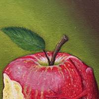Der Apfelfrosch, Froschkönig, Froschbild, Stilleben, Originalbild, Acrylmalerei, Unikat, Obst, Apfel Bild 5