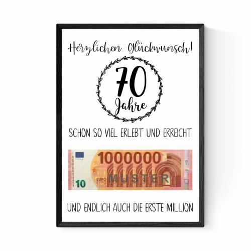 Geschenk zum 70.Geburtstag | Geldgeschenk | Poster| Siebzig | Siebzigster |