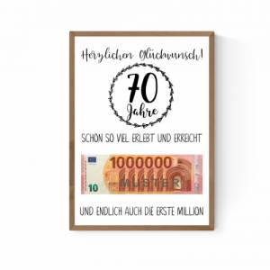 Geschenk zum 70.Geburtstag | Geldgeschenk | Poster| Siebzig | Siebzigster | Bild 3