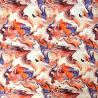 ♕ Orange-lachs-lila Jersey Marble Waves Wellen 50 x 150 cm Nähen Elastisch ♕ Bild 1