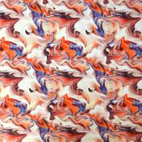 ♕ Orange-lachs-lila Jersey Marble Waves Wellen 50 x 150 cm Nähen Elastisch ♕ Bild 2
