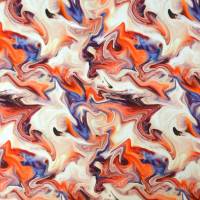 ♕ Orange-lachs-lila Jersey Marble Waves Wellen 50 x 150 cm Nähen Elastisch ♕ Bild 3