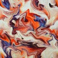 ♕ Orange-lachs-lila Jersey Marble Waves Wellen 50 x 150 cm Nähen Elastisch ♕ Bild 4